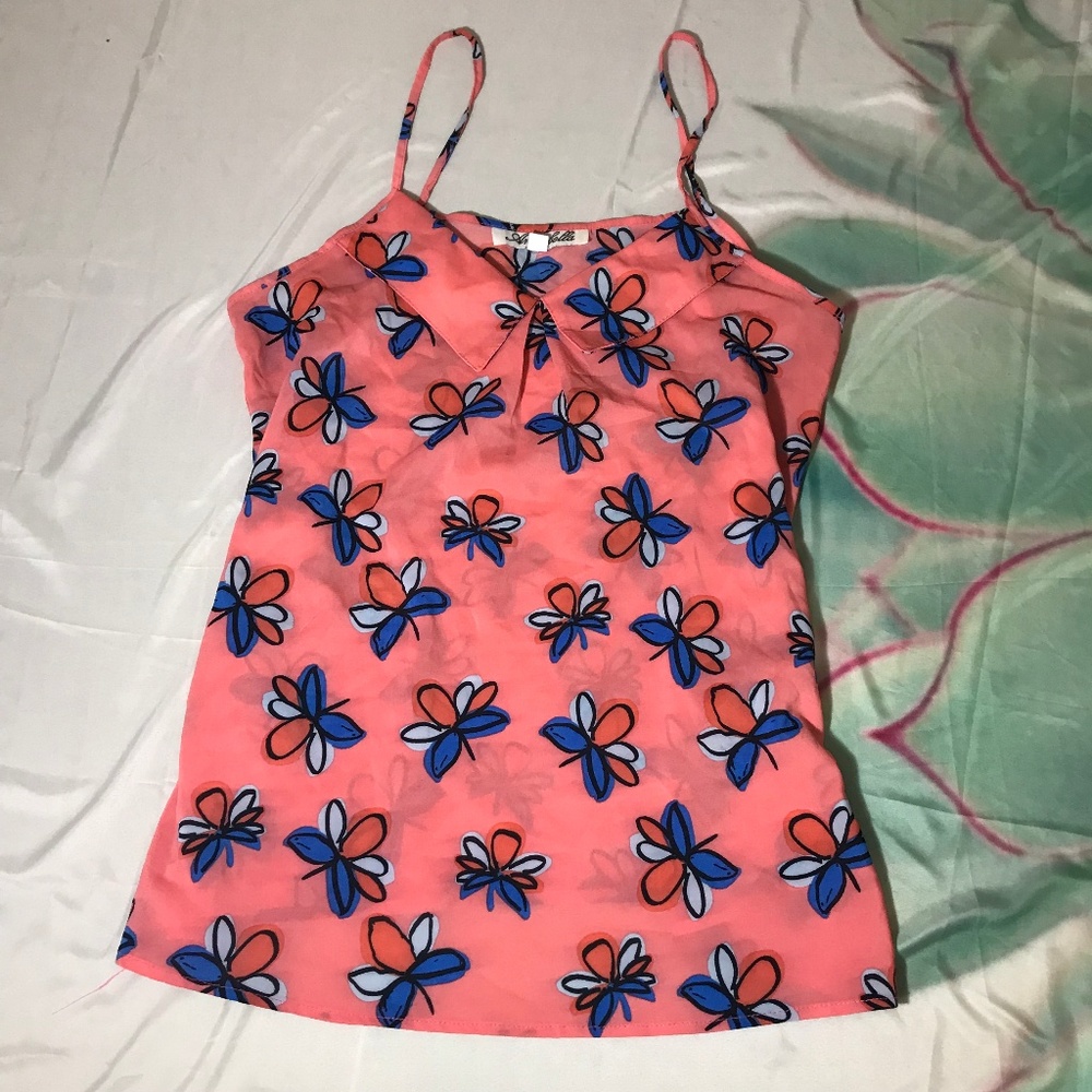 Annabella Pink & Blue Floral Tank Top